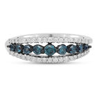 Blauer und Weißer Diamant Ring 925 Silber platiniert  ca. 0,50 ct image number 0