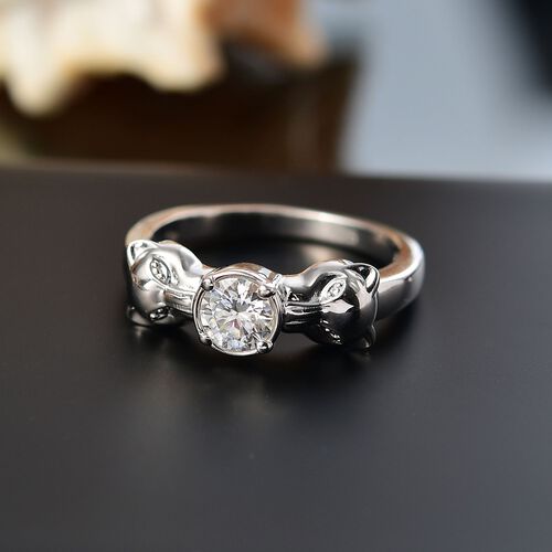 Moissanit Ring 925 Silber rhodiniert (Größe 17.00) ca. 0,43 ct image number 1