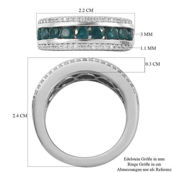 Blaugrüner Grandidierit und Zirkon Ring 925 Silber Platin-Überzug image number 4