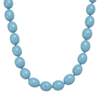 Sleeping Beauty t&uuml;rkisfarbene Oval Muschelkernperle 50cm Halskette und flexibles Armband