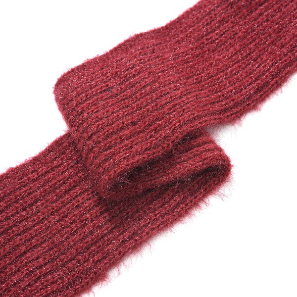 2-in-1 Gestrickte Winter Schalmütze, burgunderrot image number 6