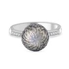 Handgeschnitzter 11-12mm Tahiti-Perle und Zirkon-Ring, 925 Silber rhodiniert - 0,13 ct. image number 0
