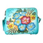 SUKRITI- 100% echtes Leder Cross Body Tasche mit Blumenmuster, Größe: 22x5.5x19cm, grün