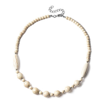 Wei&szlig;e Howlit-Halskette, 45 cm, Edelstahl ca. 161,50 ct
