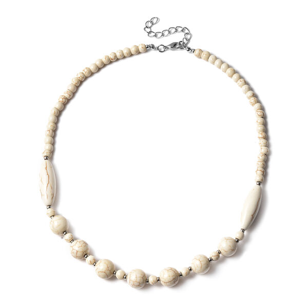 Wei&szlig;e Howlit-Halskette, 45 cm, Edelstahl ca. 161,50 ct