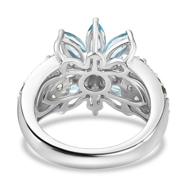 Djoy Betroka Blauer Apatit, Nat&uuml;rlicher gr&uuml;ner Apatit Ring 925 Silber rhodiniert (Gr&ouml;&szlig;e 21.00) ca. 3.84 ct image number 6