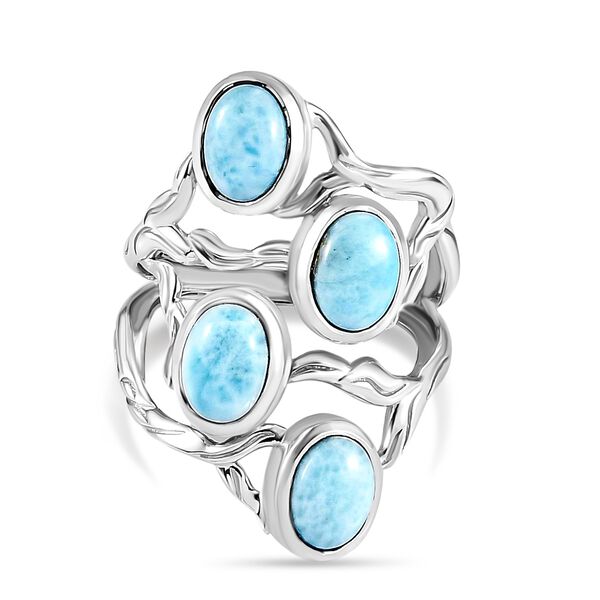 Larimar Ring  925 Silber Platin-&Uuml;berzug