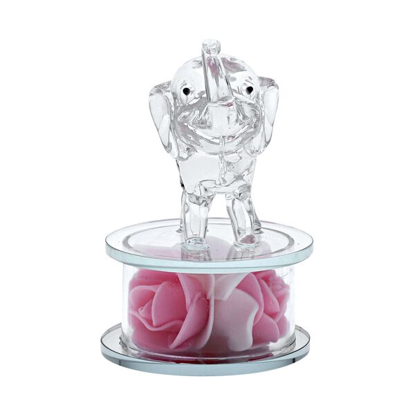 The 5th Season - Dekorative Kristallglas-Elefantfigur auf Kristallrose, 12x8x10cm, weiß image number 3