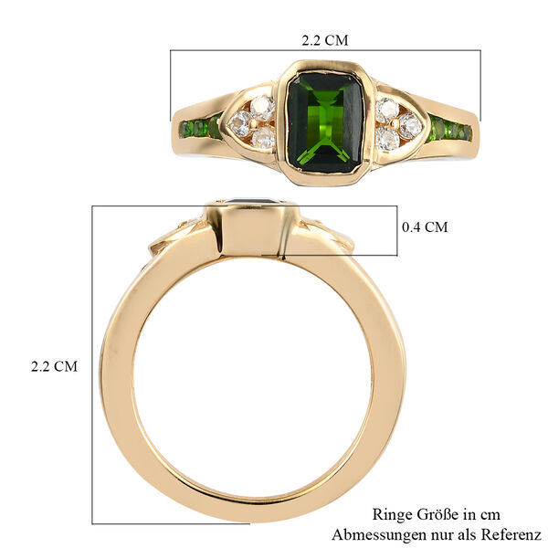 Nat&uuml;rlicher Chromdiopsid Ring 925 Silber vergoldet  ca. 1,21 ct image number 7