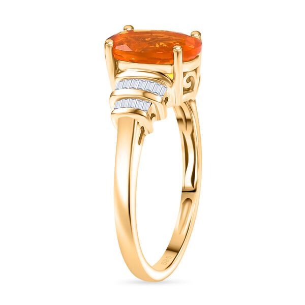 AAAA Mexikanischer Purpurroter Feueropal, Weißer Diamant Ring 585 Gold (Größe 17.00) ca. 1,47 ct image number 4