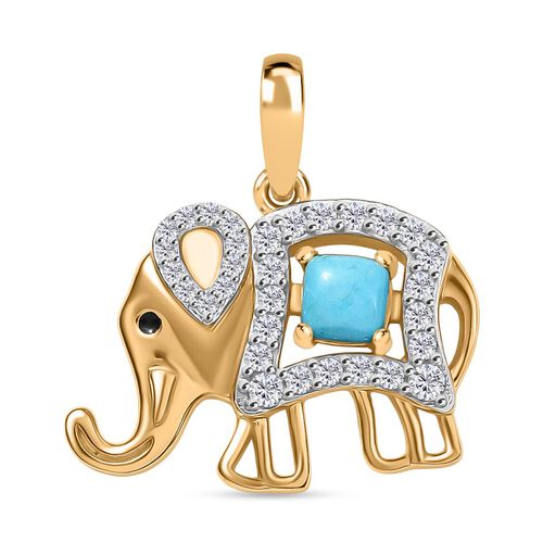 D joy Sleeping Beauty Türkis, Weißer Zirkon Anhänger 925 Silber 750 Gelb Vergoldet ca. 0,67 ct. image number 0