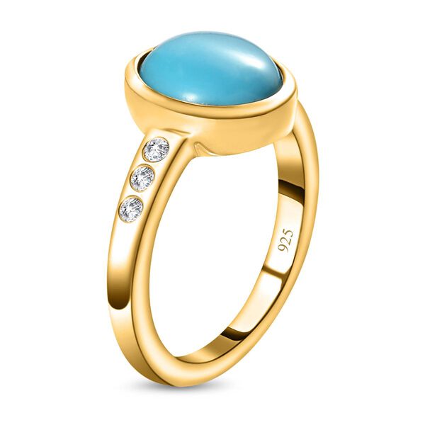 Amerikanischer, nat&uuml;rlicher Sleeping Beauty T&uuml;rkis und Zirkon-Ring - 1,74 ct. image number 5