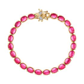 D'Joy Maulbeer Mondstein, Weißer Zirkon Armband ca. 19 cm 925 Silber 750 Gelbgold Vermeil ca. 19,38 ct.