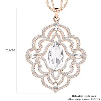 Wei&szlig;er Kristall-Anh&auml;nger mit Kette in Ros&eacute;goldton - 2 ct.