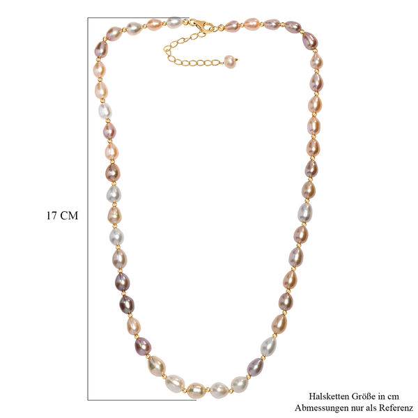 AA Mehrfarbige Süßwasser Perle Halskette ca. 45 cm 925 Silber 750 Gelbgold Vermeil image number 5