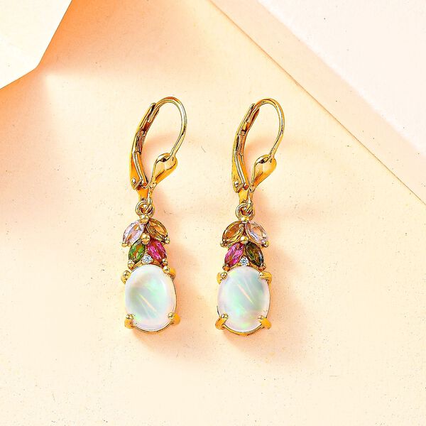 AA natürliche, äthiopische Welo Opal, Zirkon und Multi-Turmalin-Ohrringe - 3,12 ct. image number 2