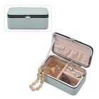 PU-Schmuck-Organizer mit Legierungsrand und Samtfutter, 12x7,5x5 cm, Blau