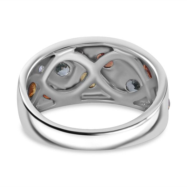 Mehrfarbiger Saphir, Wei&szlig;er Zirkon Ring, 925 Silber rhodiniert (Gr&ouml;&szlig;e 16.00) ca. 2.01 ct image number 2