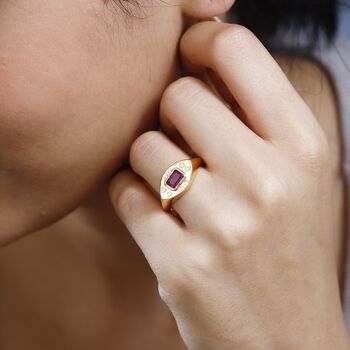 AA afrikanischer Rubin und Zirkon Ring - 0,93 ct.