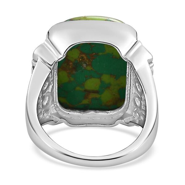 Gr&uuml;nes T&uuml;rkis, Wei&szlig;er Zirkon Ring, Edelstahl (Gr&ouml;&szlig;e 16.00) ca. 10.98 ct image number 6