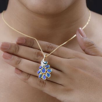 Pfau Triplett Quarz und Zirkon Anh&auml;nger mit Kette - 4,83 ct.