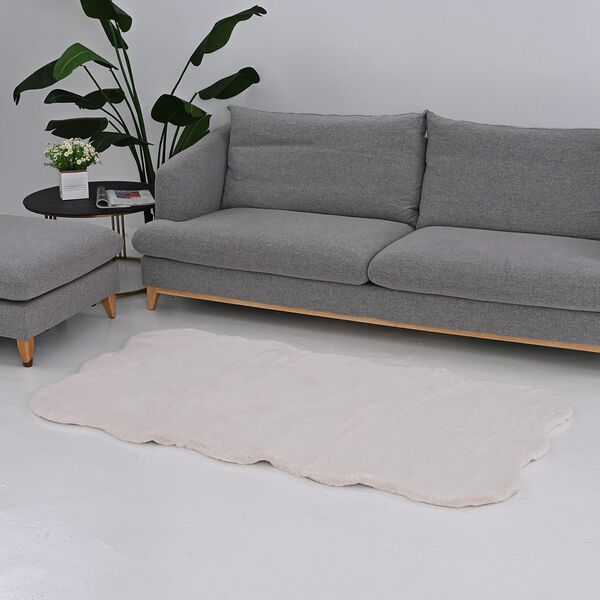 Serenity Night - Kunstfell-Teppich mit Schaumstoffbasis, Wolkenform, 100x180 cm, Reinwei&szlig; image number 2