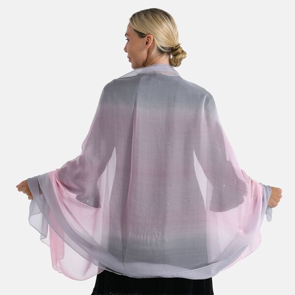 LA MAREY Signature Seidenschal aus 100% Maulbeerseide, 110 x 180 cm, Grau Pink image number 2