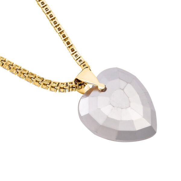 Pfirsichfarbene und wei&szlig;e Kristall-Halskette, 20 cm image number 4