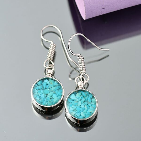 Sleeping Beauty Matrix T&uuml;rkis Ohrringe Messing ca. 6.00 ct image number 2