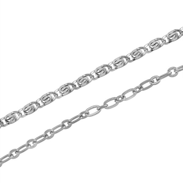 DESIGNER INSPIRIERT - 2er Fancy Ketten Set mit 5 cm Extender, Silberfarben image number 8