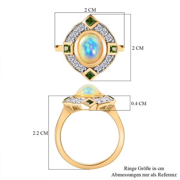 Nat&uuml;rlicher &Auml;thiopischer Opal und Mehrfarbig Edelsteine Ring 925 Silber Vermeil image number 8