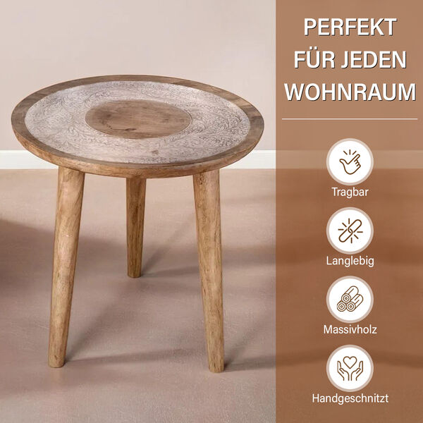 NAKKASHI - handgefertigter Couchtisch aus Mangoholz, 45 x 45 x 45 cm image number 4