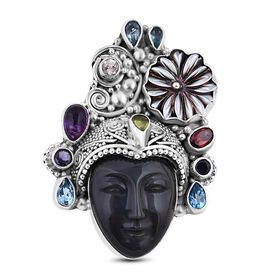 Royal Bali Kollektion- Regenbogen Glasachat und mehrfarbiger Edelstein-Anhänger- 22,85 ct.