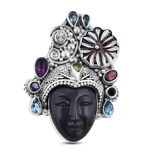 Royal Bali Kollektion- Regenbogen Glasachat und mehrfarbiger Edelstein-Anhänger- 22,85 ct. image number 0