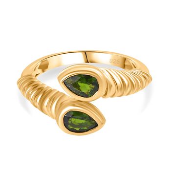 Nat&uuml;rlicher Chromdiopsid Ring 925 Silber vergoldet (Gr&ouml;&szlig;e 20.00) ca. 0,88 ct