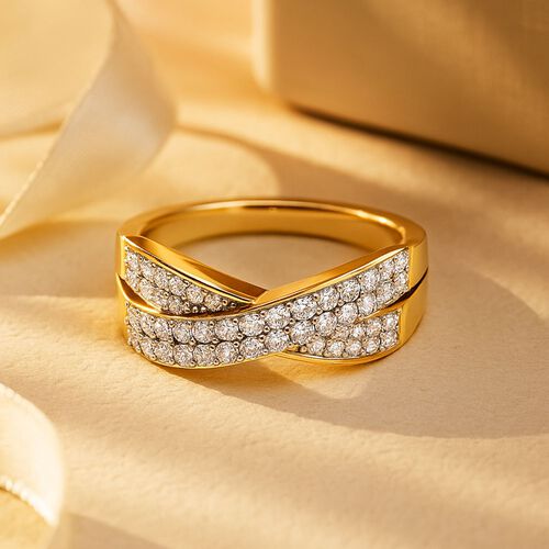 LUXURIANT DIAMOND - Lab Grown Diamant SI-GH Ring, 925 Silber Gelbgold Vermeil (Größe 20.00) ca. 1.00 ct image number 1
