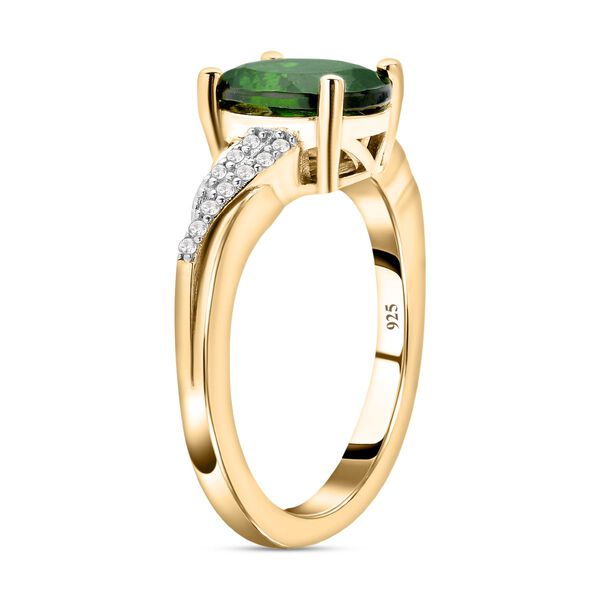 Nat&uuml;rlicher Chromdiopsid und wei&szlig;er Zirkon-Ring, 925 Silber Zweifarbige Beschichtung  ca. 2,95 ct image number 6