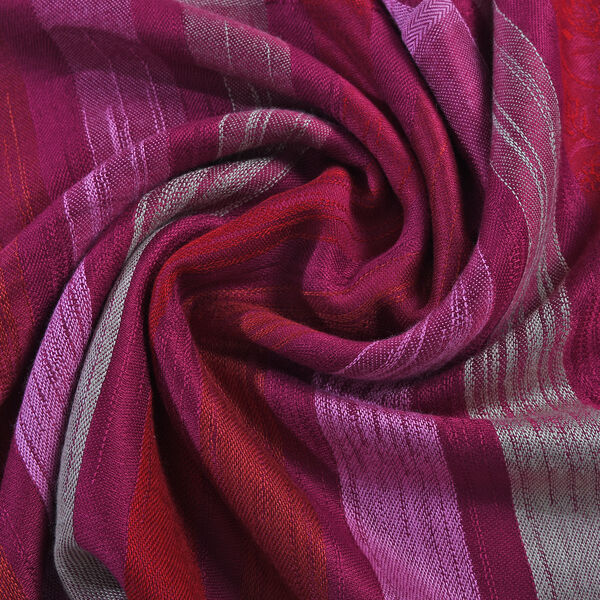 Jacquard gewebter Schal, Streifenmuster, Rot und Rosa image number 7