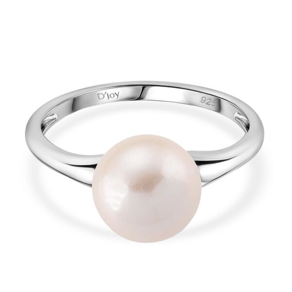 D'Joy wei&szlig;e Edison Perle Ring, 925 Silber rhodiniert