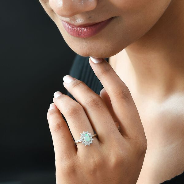 Natürlicher, äthiopischer Welo Opal und Zirkon-Ring - 1,15 ct. image number 3