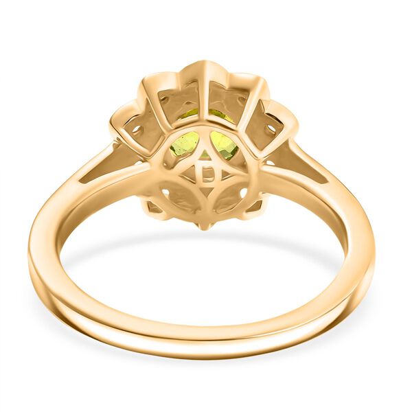 D'Joy Nat&uuml;rlicher Peridot, Wei&szlig;er Zirkon Ring 925 Silber vergoldet (Gr&ouml;&szlig;e 20.00) ca. 1.13 ct image number 6