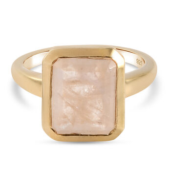 Regenbogen Mondstein Solit&auml;r-Ring, 925 Silber Gelbgold Vermeil  ca. 5,57 ct