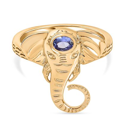 D joy AA Tansanit Ring 925 Silber 750 Gelb Vergoldet (Gr&ouml;&szlig;e 18.00) ca. 0.18 ct