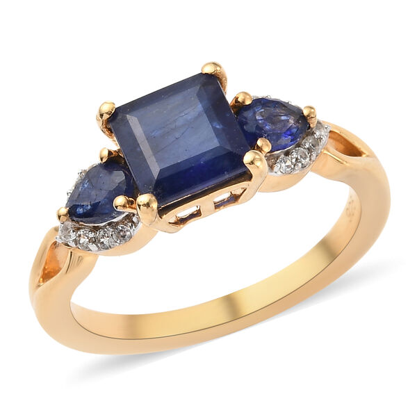 Masoala Saphir (Fissure gefüllt) Ring 925 Silber vergoldet image number 4