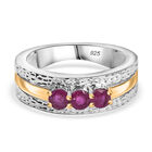 Afrikanischer Rubin (Fissure gefüllt) Ring 925 Silber rhodiniert (Größe 18.00) ca. 0,82 ct