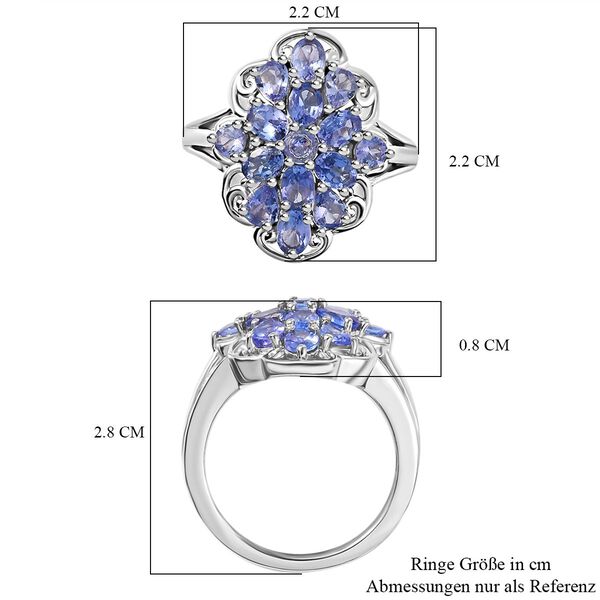 Tansanit Ring 925 Silber rhodiniert (Größe 21.00) ca. 2,27 ct image number 6