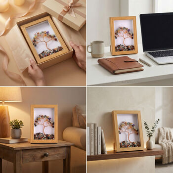 LIVMORE Edelstein Deko Rahmen mit Baummotiv, 12x17cm, Mehrfarbig