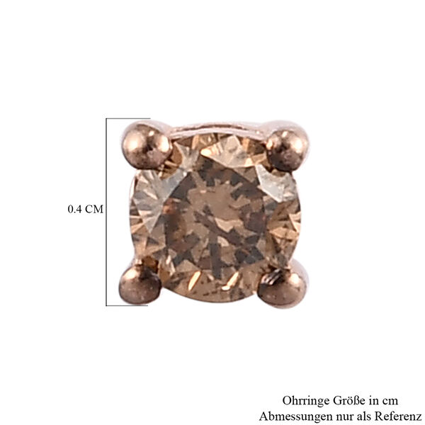 Nat&uuml;rliche Champagner Diamant-Ohrstecker, 925 Silber Ros&eacute;gold Vermeil, ca. 0,25 ct image number 5