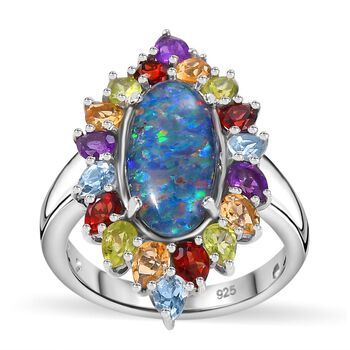 Boulder Opal Triplett und Multi-Edelstein Ring - 6,73 ct.