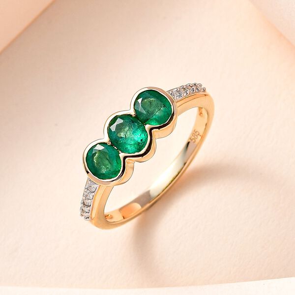 AAA Kagem sambischer Smaragd und Diamant Ring - 1,11 ct. image number 2